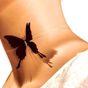 Black Butterfly Wings Glitter Choker Necklace NEW